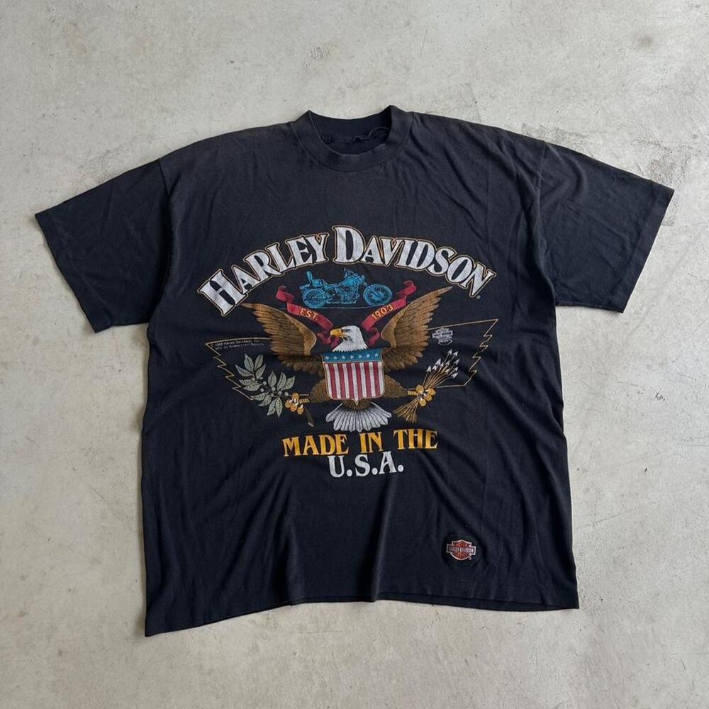 80s Vintage Harley Davidson Biker tee with Eagle Graphic